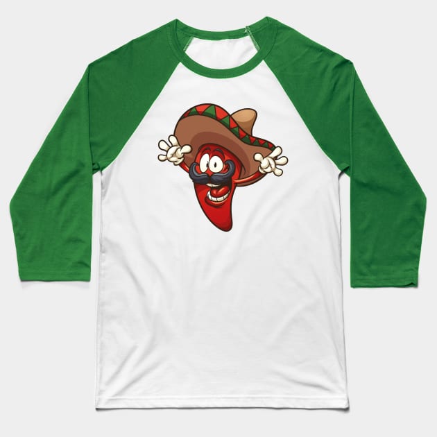 Mexican chili pepper Baseball T-Shirt by memoangeles